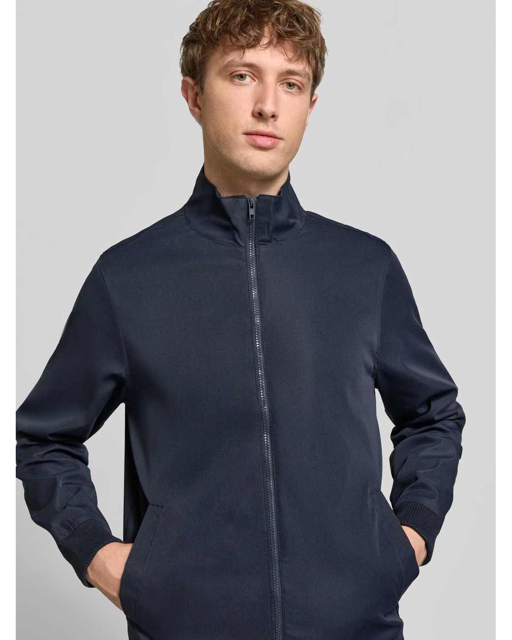 Blend Regular Fit Jack Met Opstaande Kraag Model 'Hefi' in het Blue voor heren