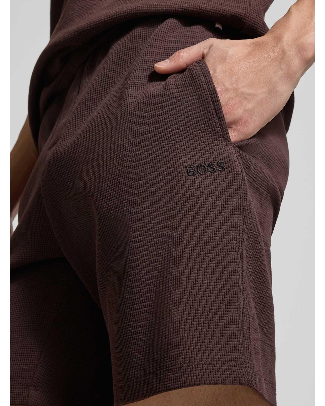 Boss Regular Fit Sweatshort Van Katoenmix Model 'Waffle Shorts' in het Gray voor heren