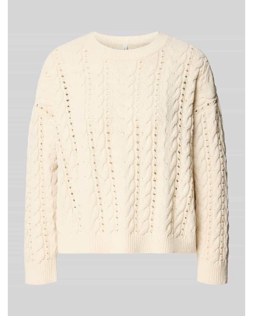 ONLY Natural Pullover mit Zopfstrickmuster