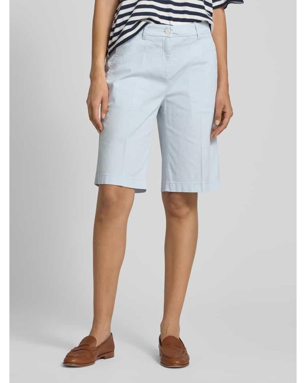 Cambio Blue Wide Leg Shorts mit Bügelfalten Modell 'STELLA BERM'