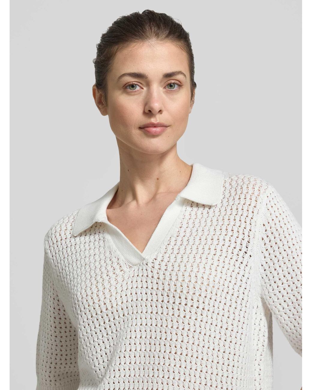 Soya Concept Gebreide Pullover Met Polokraag En 1/2-Mouwen Model 'Denefa' in het White
