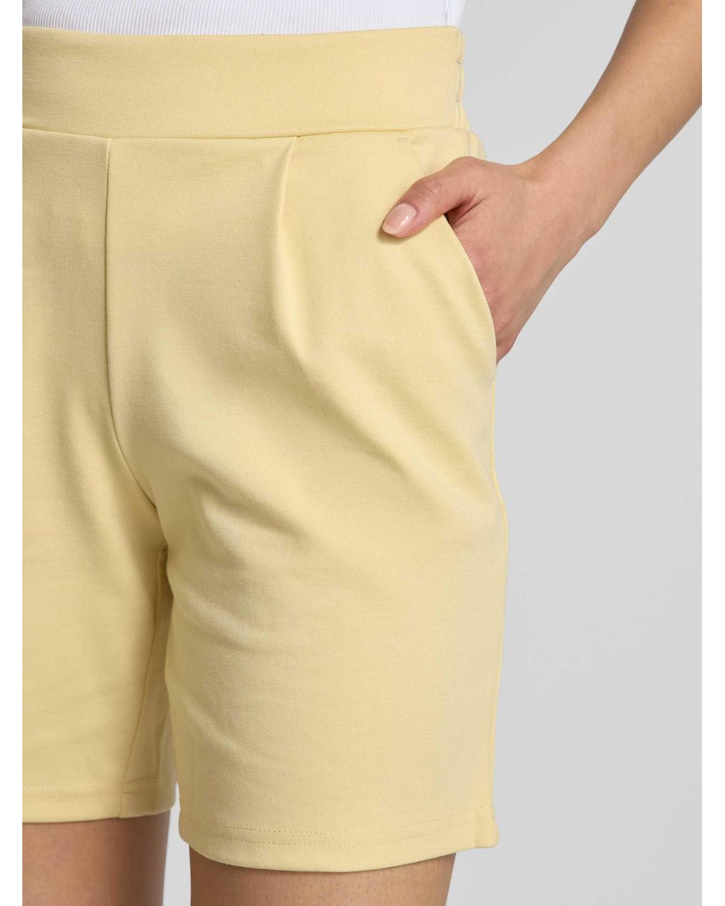 Ichi Regular Fit Korte Broek Met Bandplooien, Model 'Kate' in het Natural