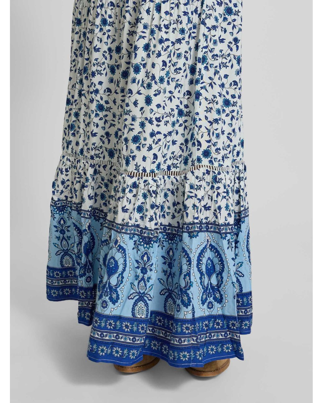 Apricot Maxirok Van Viscose in het Blue