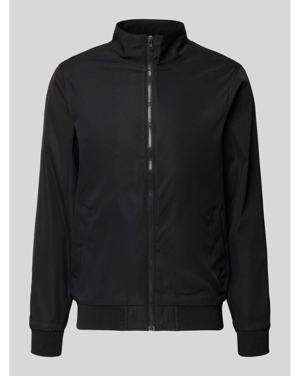 Blend Regular Fit Jack Met Opstaande Kraag Model 'Hefi' in het Black voor heren