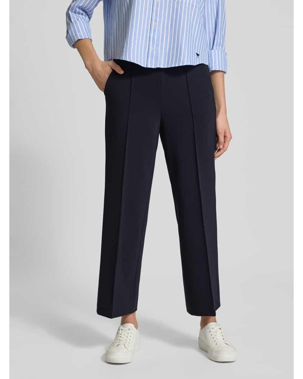 Cambio Blue Straight Fit Stoffhose mit Ziernaht Modell 'Cameron'