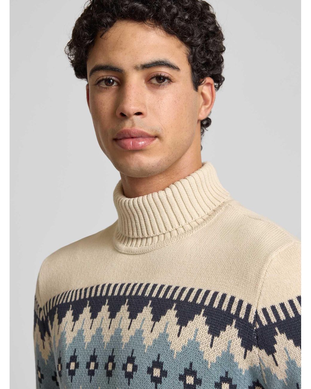 Blend Gebreide Pullover Met Ribboorden, Model 'Benji' in het Blue voor heren