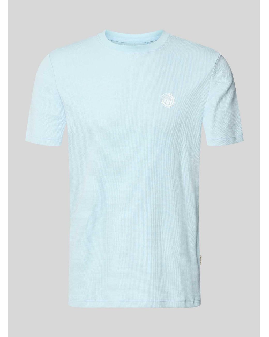 Blend Regular Fit T-Shirt Met Structuurpatroon Model 'Kaito' in het Blue voor heren