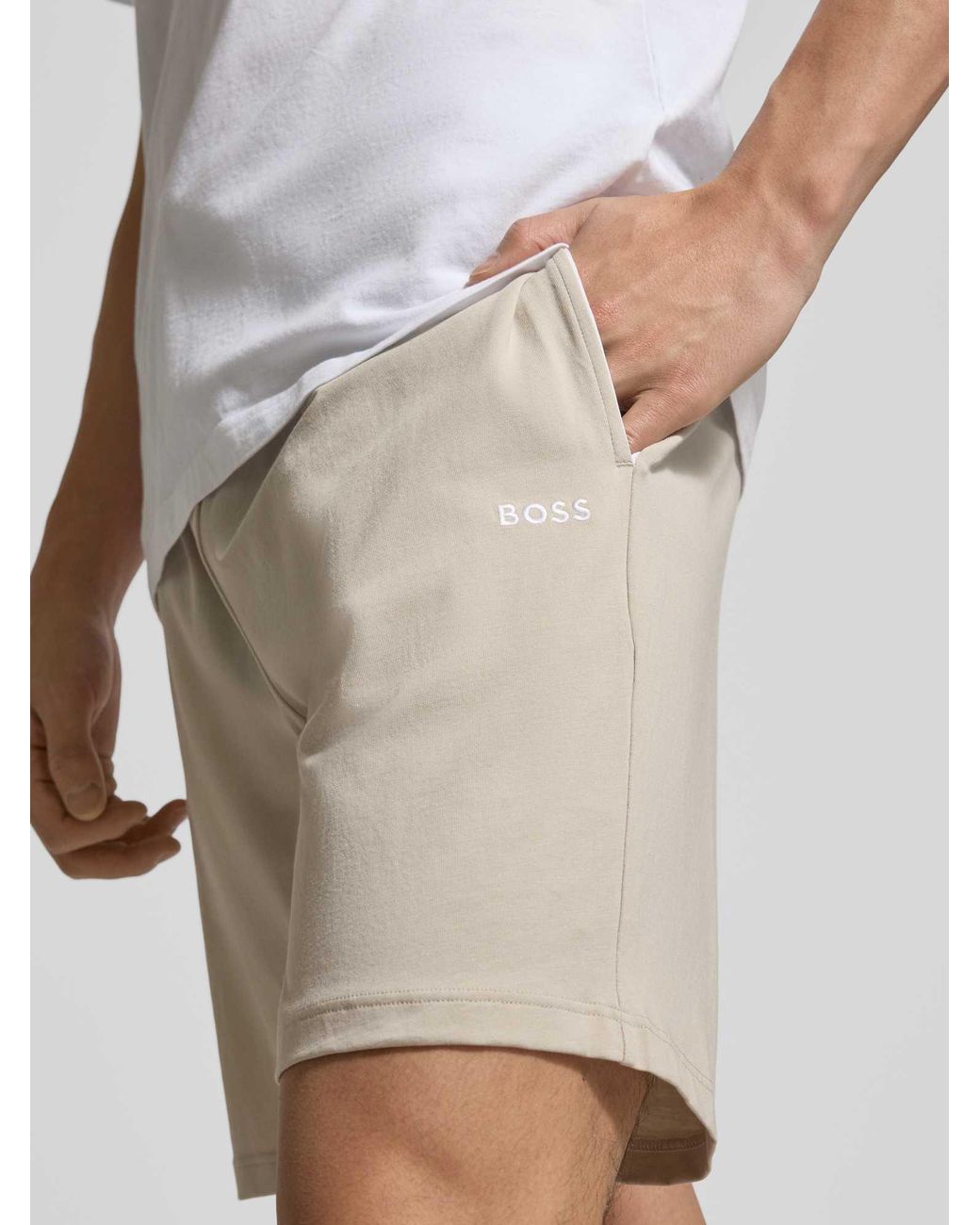 Boss Regular Fit Shorts Van Katoenmix Model 'Miix&Match' in het Natural voor heren