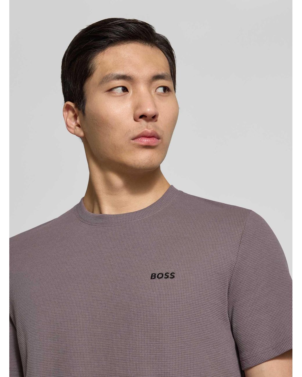 Boss Regular Fit Pyjama-Top Van Katoenmix Model 'Waffle' in het Purple voor heren