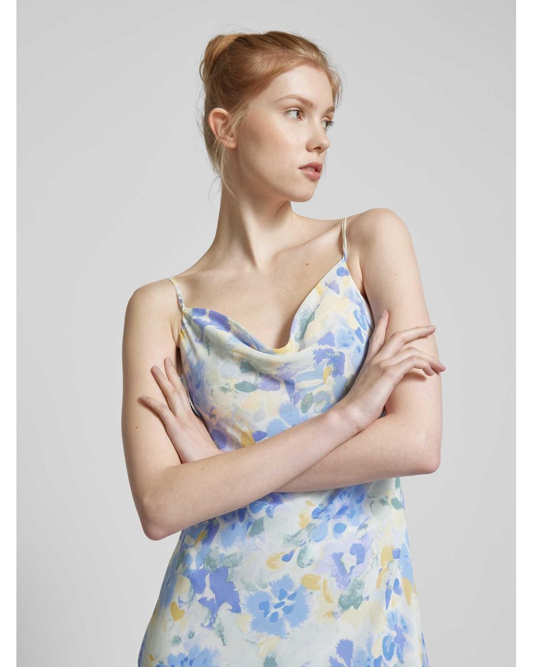 Gina Tricot Midi jurk Met Spaghettibandjes in het Blauw Lyst NL