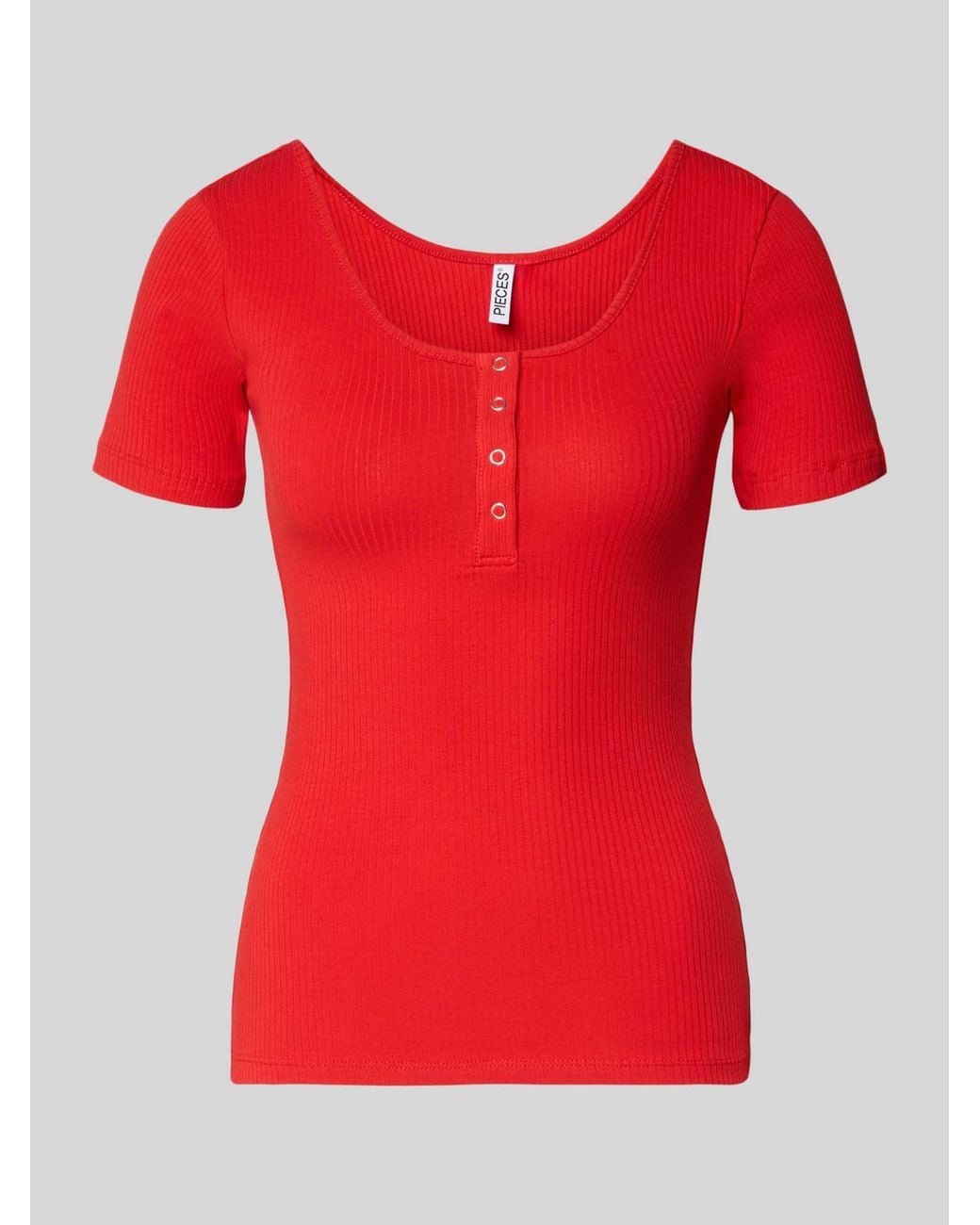 Pieces Slim Fit T-Shirt Van Katoenmix Model 'Kitte' in het Red