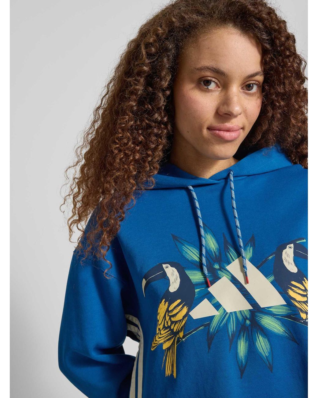 Adidas Regular Fit Hoodie Van Katoenmix in het Blue