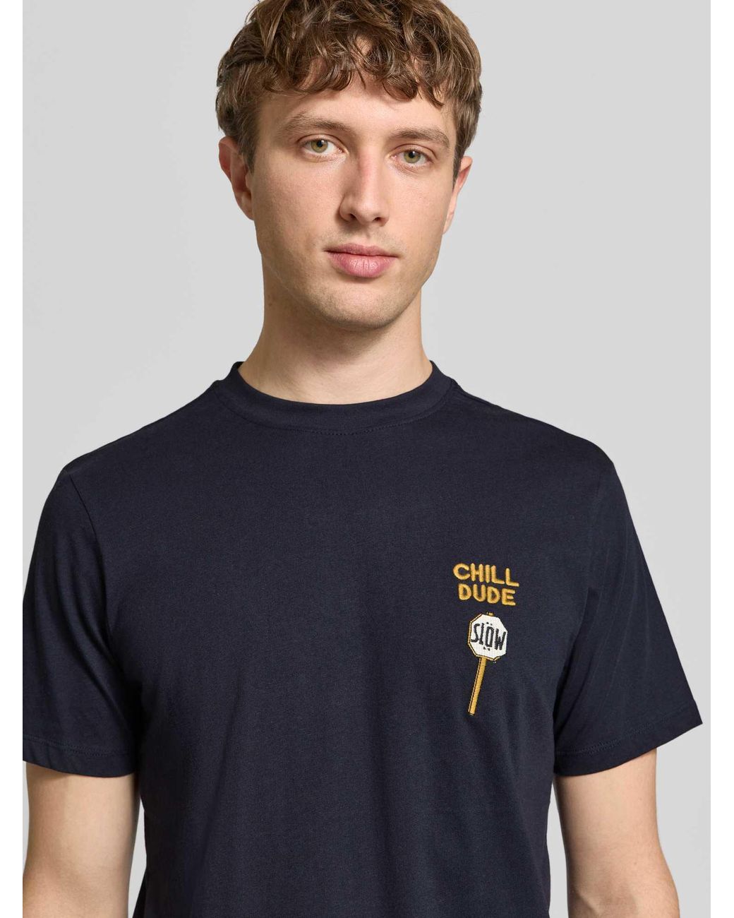 Blend Regular Fit T-Shirt Met Statement-Stitching Model 'Kameron' in het Blue voor heren