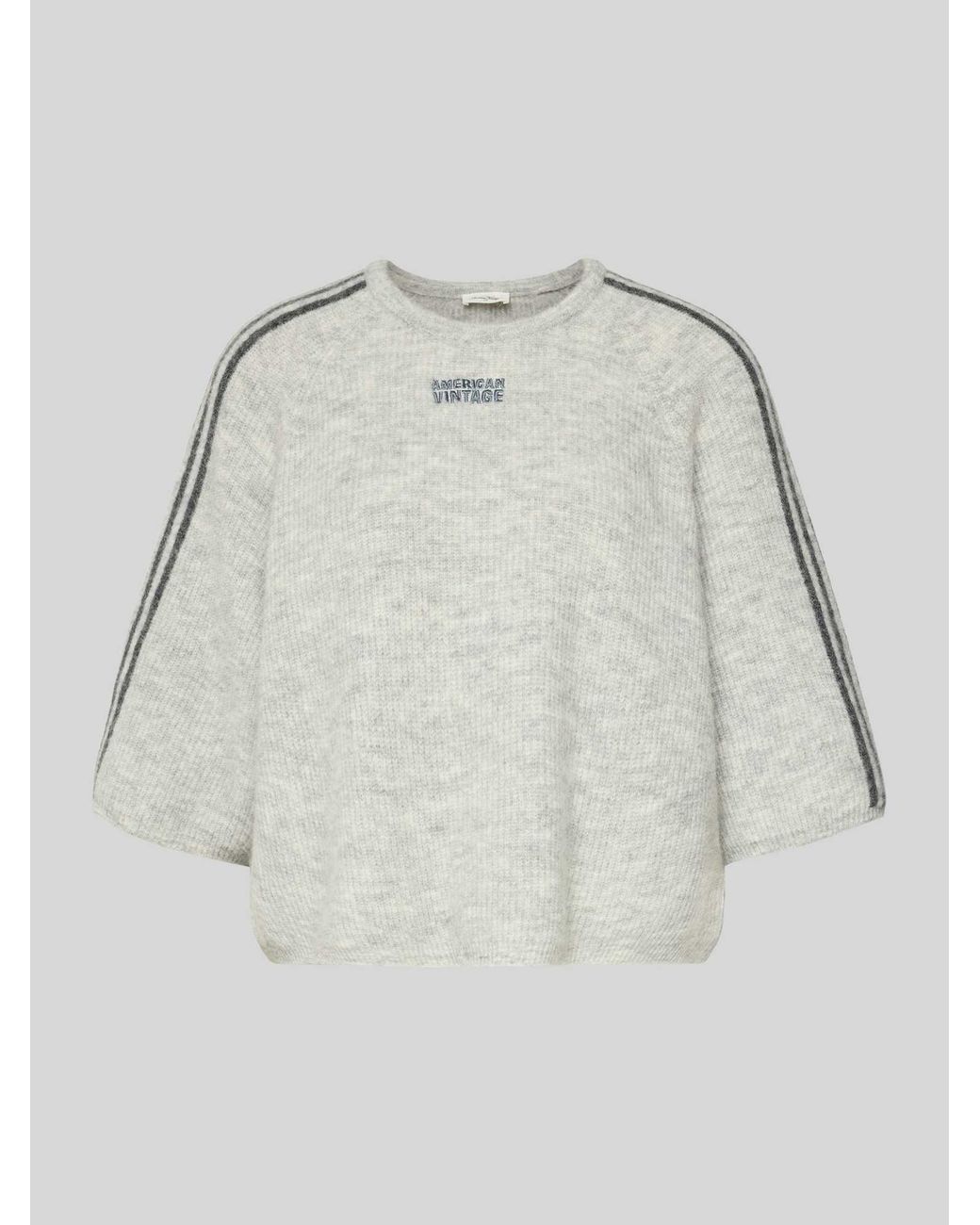 American Vintage Kort Gebreid Trui Van Wol-Alpaca-Mix Model 'Vitow' in het Gray