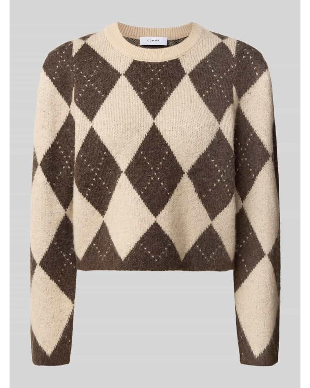 Comma, Natural Strickpullover mit Rundhalsausschnitt
