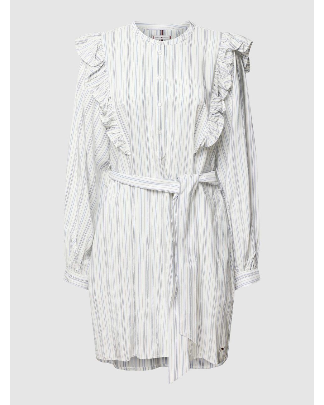 Tommy Hilfiger Blusenkleid mit Rüschen Modell 'VIS STRIPE SHORT FRILL' in  Weiß | Lyst DE