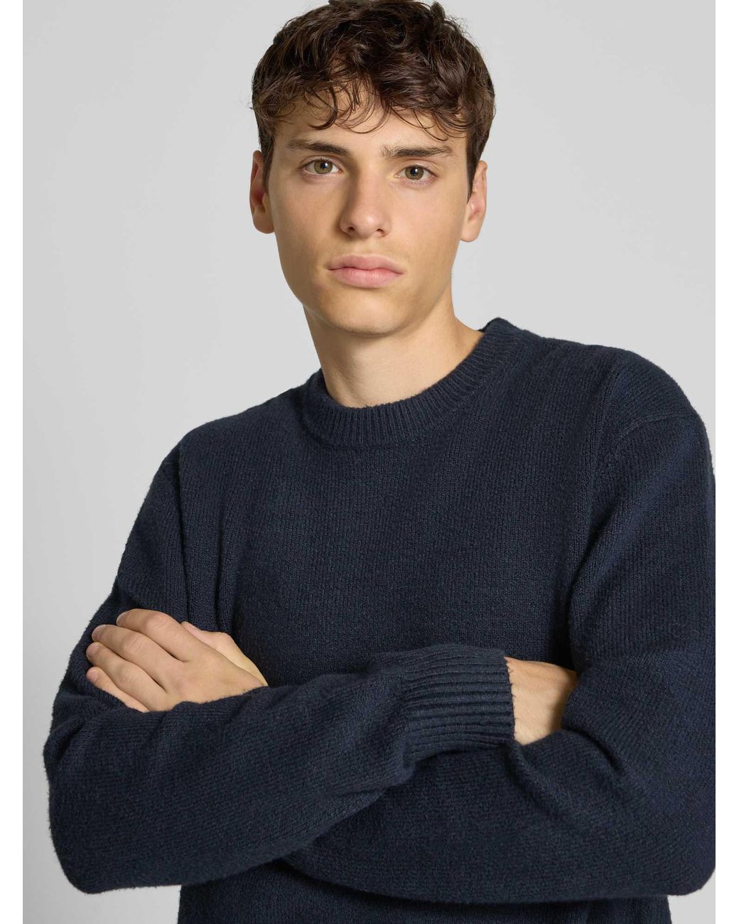 Only & Sons Relaxed Fit Pullover Van Katoenmix Met Wol, Model 'James' in het Blue voor heren