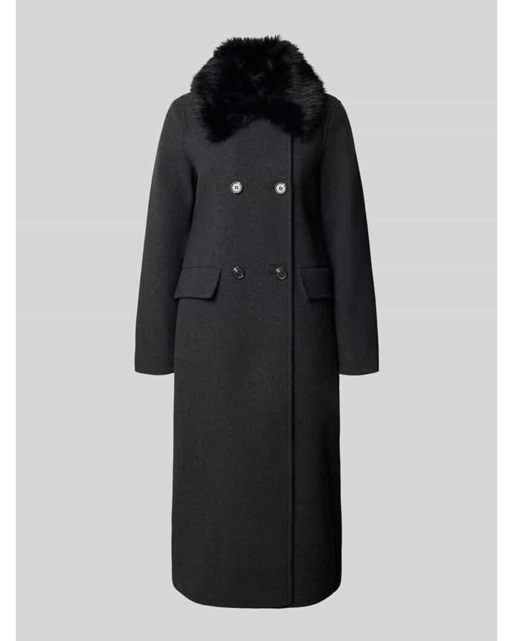 Vero Moda Wollmantel mit Webpelzkragen in Schwarz für Herren