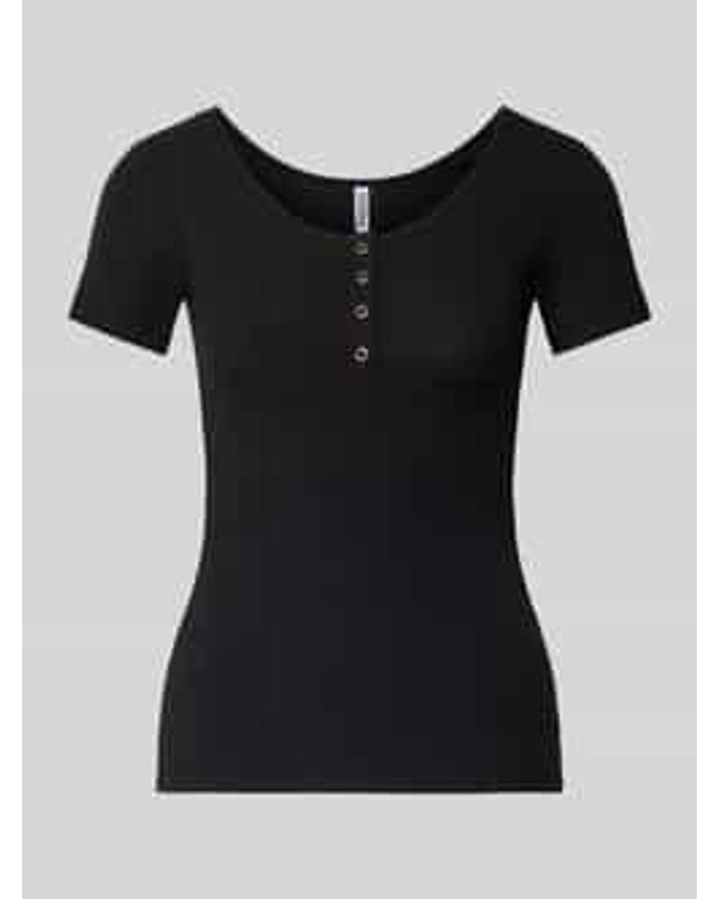 Pieces T-shirt Met Ribstructuur, Model 'kitte' in het Black