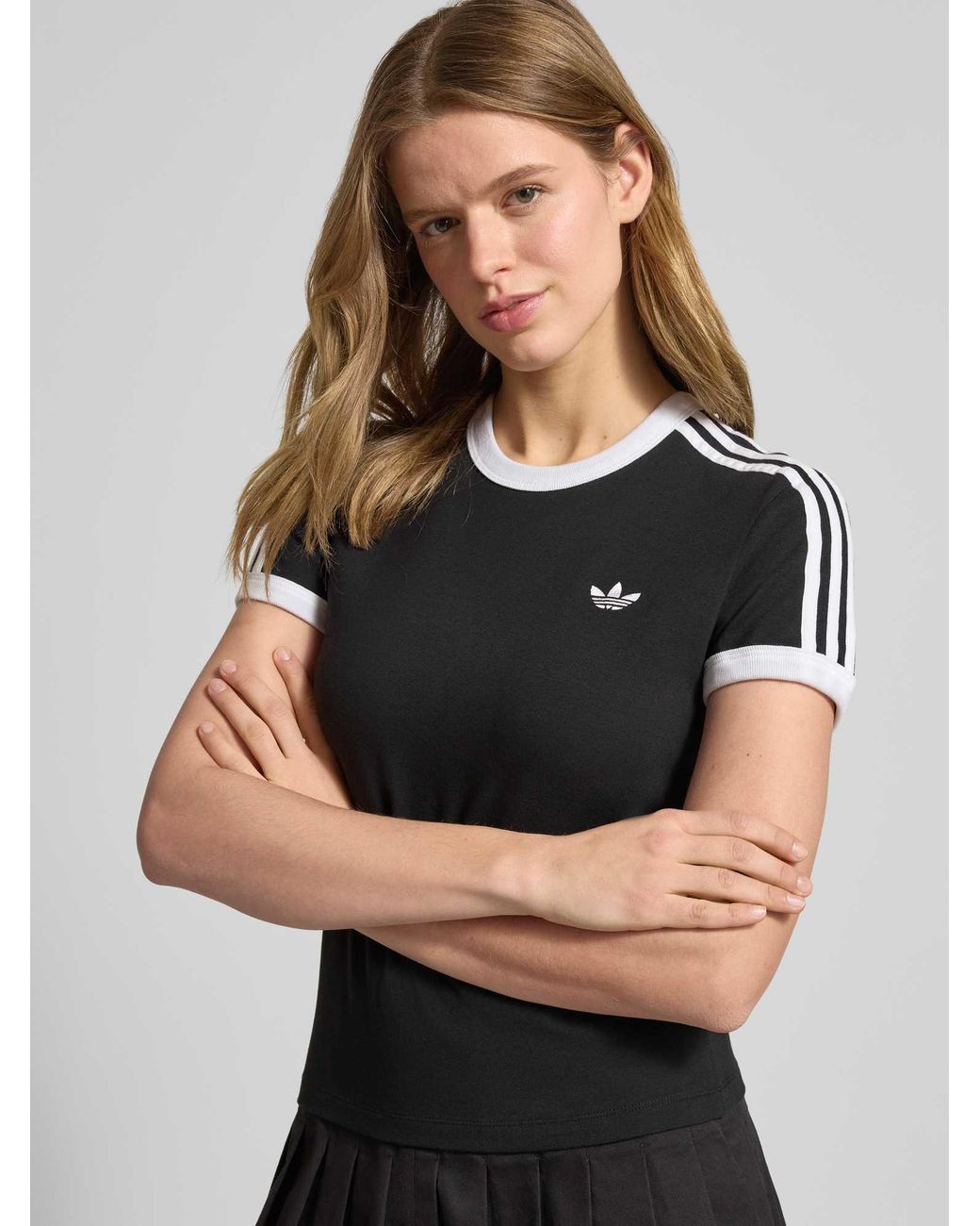 Adidas Originals Slim Fit T-Shirt Van Katoenmix in het Black