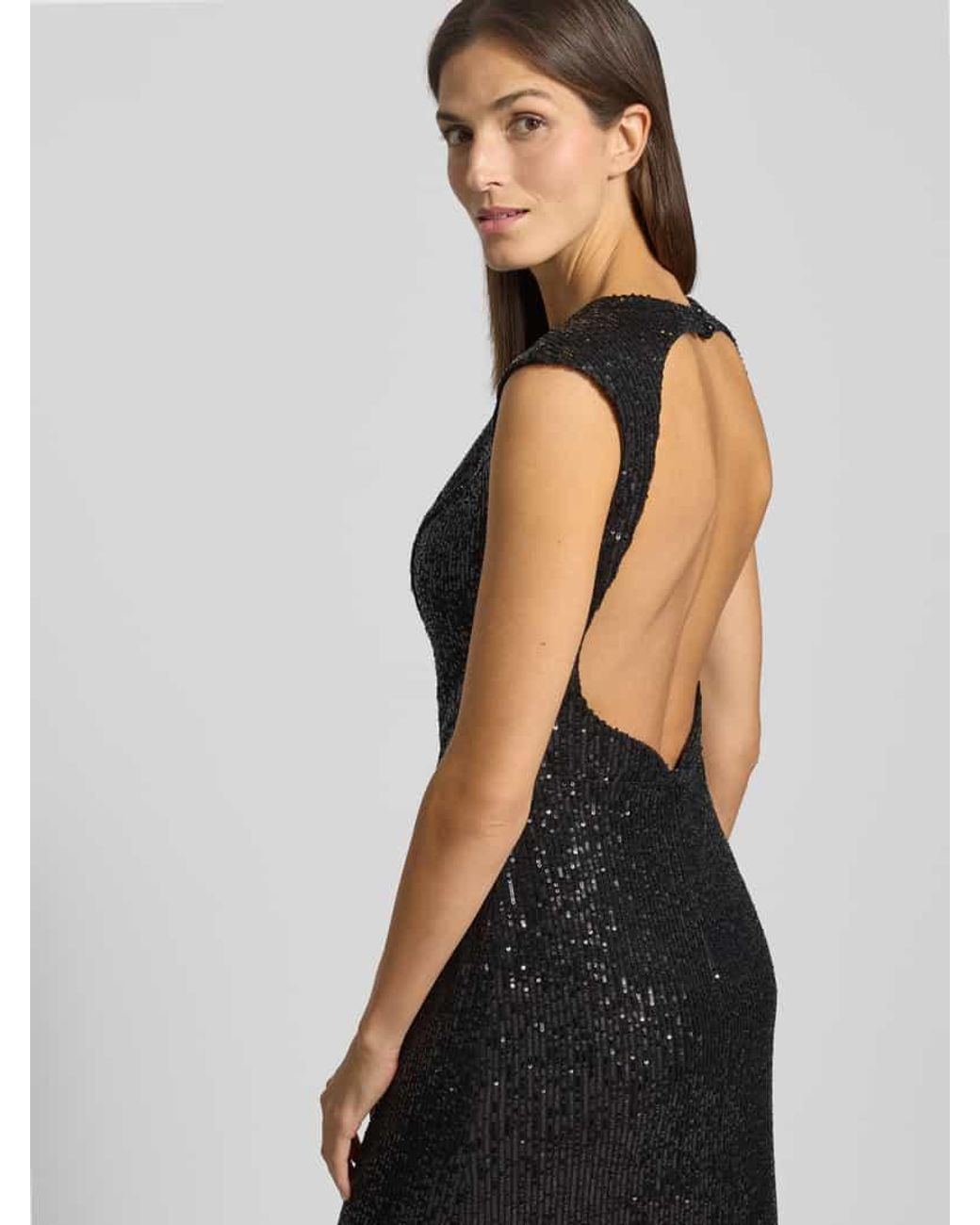 TROYDEN COLLECTION Black Abendkleid mit Rundhalsausschnitt