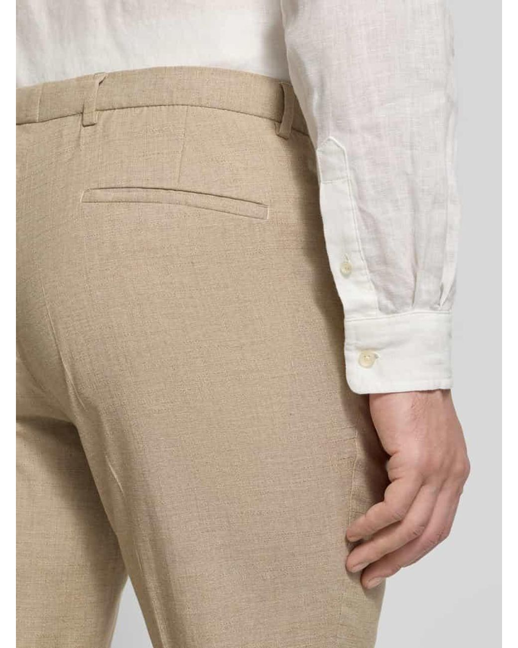 CLUB of GENTS Slim Fit Anzughose in melierter Optik Modell 'Paco' in Natural für Herren