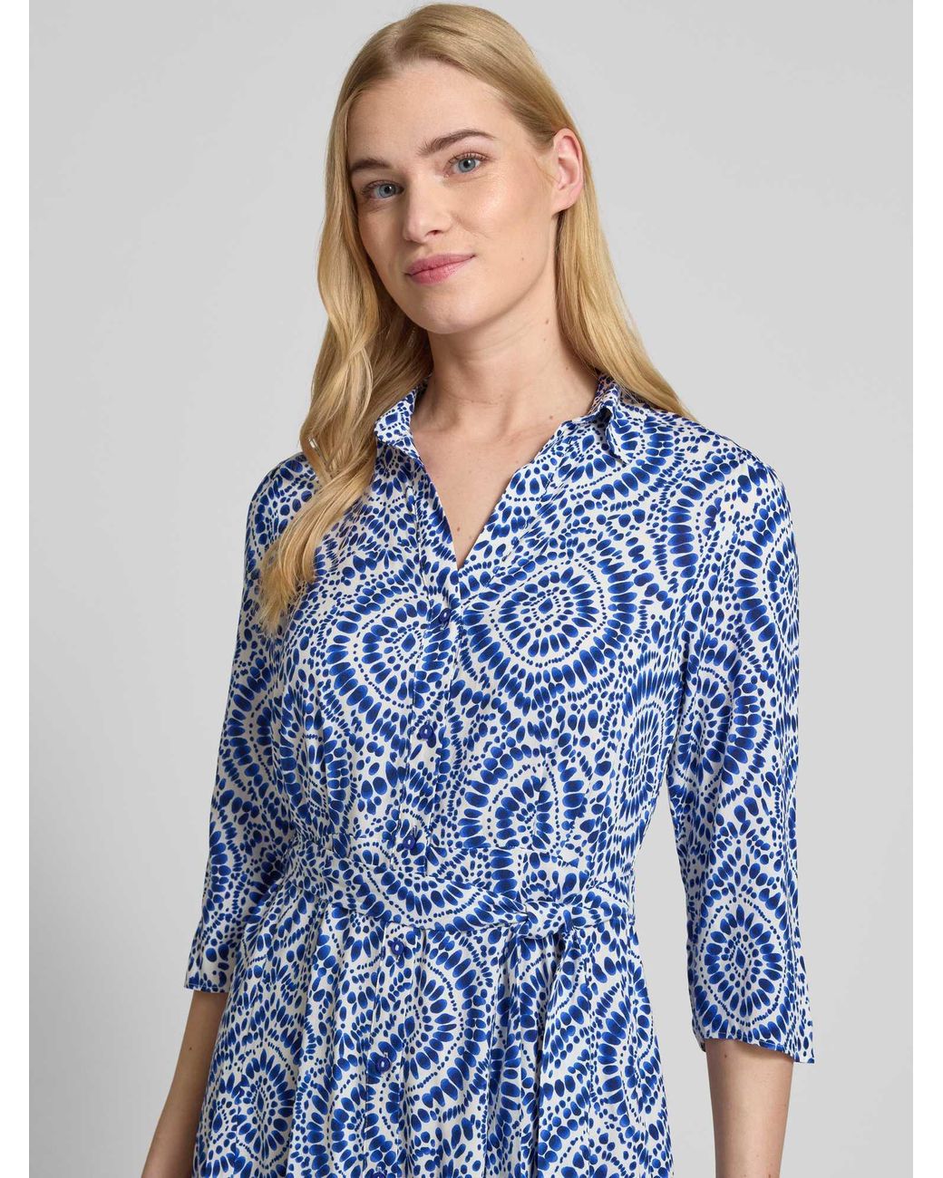 Apricot Overhemdjurk Van Viscose Met Strikceintuur in het Blue