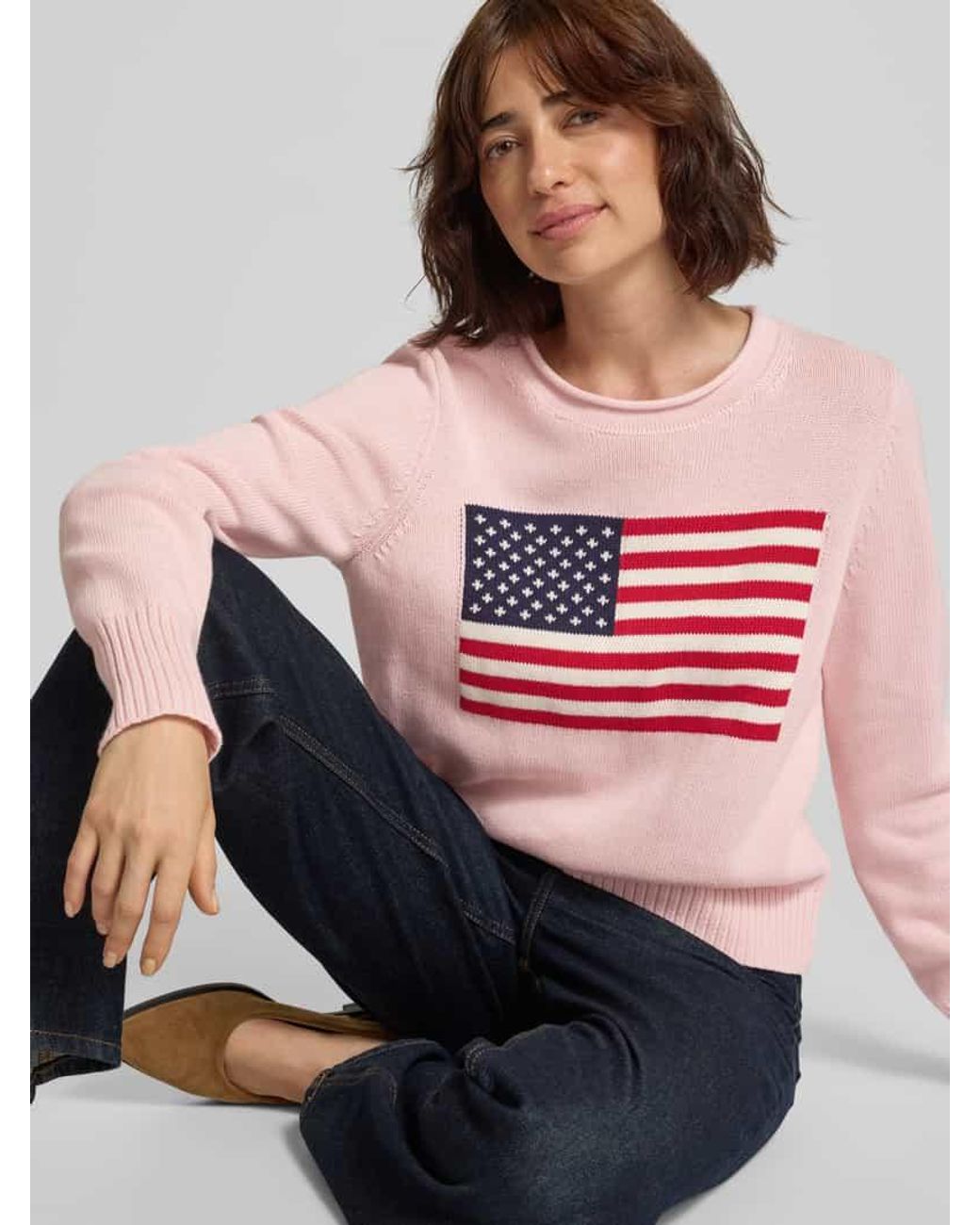 Gap Pink Strickpullover mit Rundhalsausschnitt
