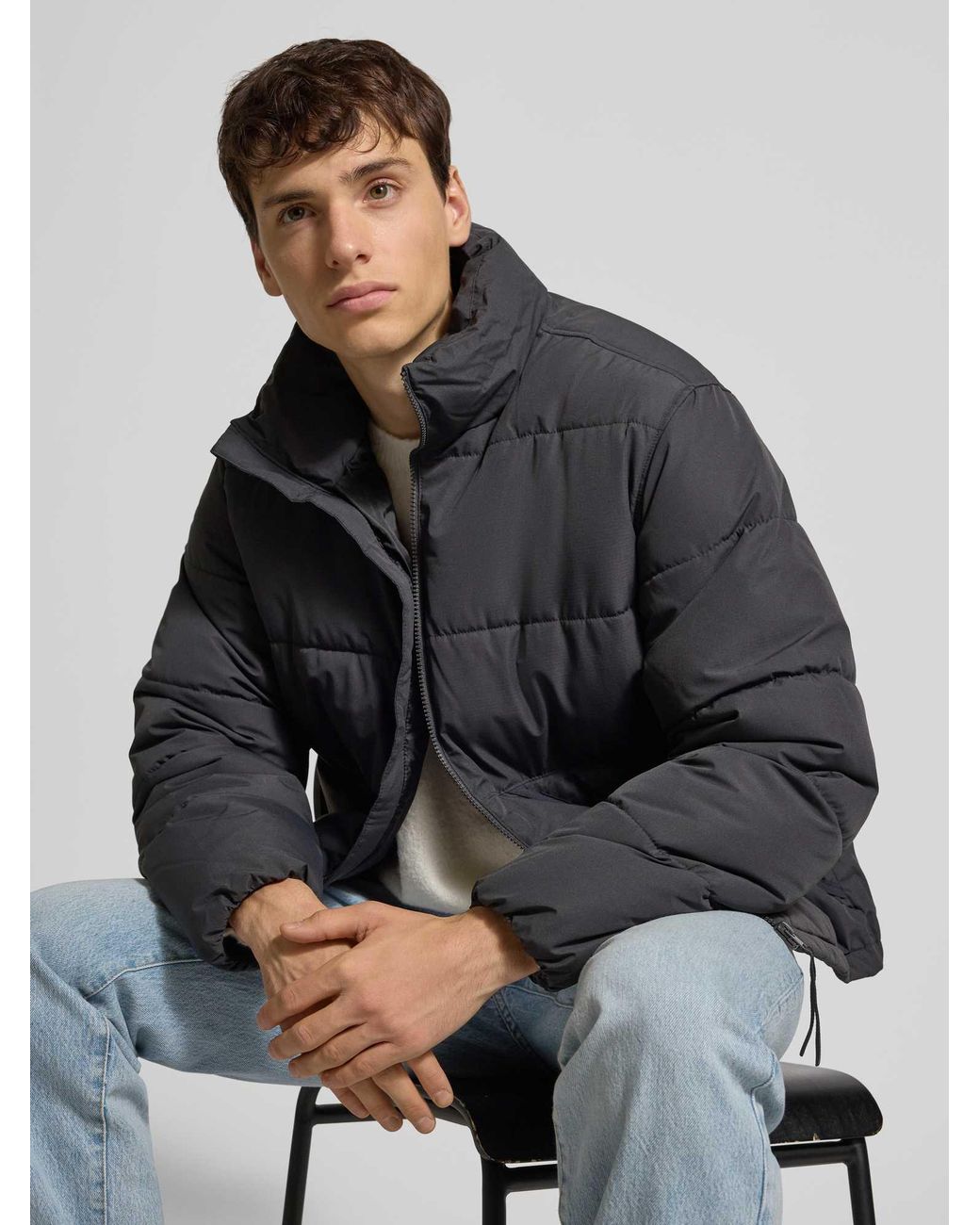 Only & Sons Regular Fit Buffer Jacket Met Opstaande Kraag Model 'Pack' in het Black voor heren