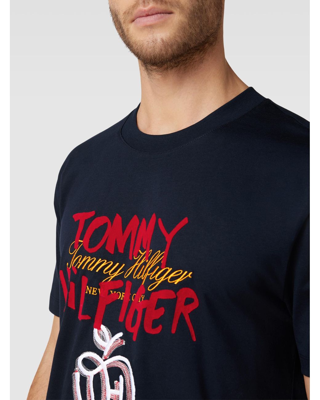 Tommy Hilfiger Casual Fit für in AT Lyst | Modell \'POP Label-Stitching mit PREP\' Blau Herren T-Shirt