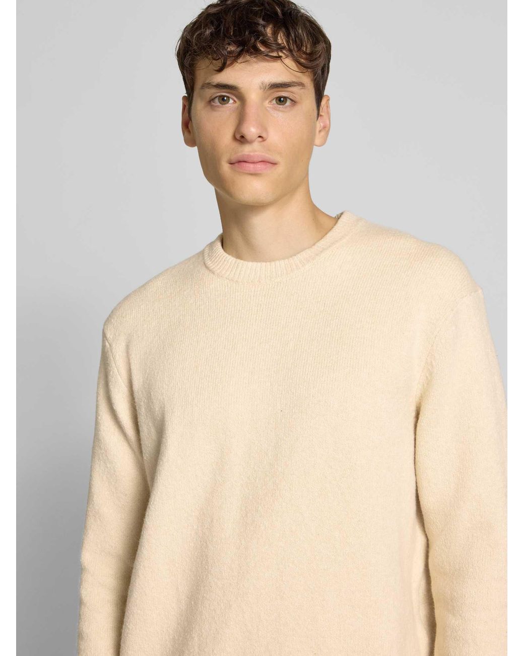 Only & Sons Relaxed Fit Pullover Van Katoenmix Met Wol, Model 'James' in het Natural voor heren
