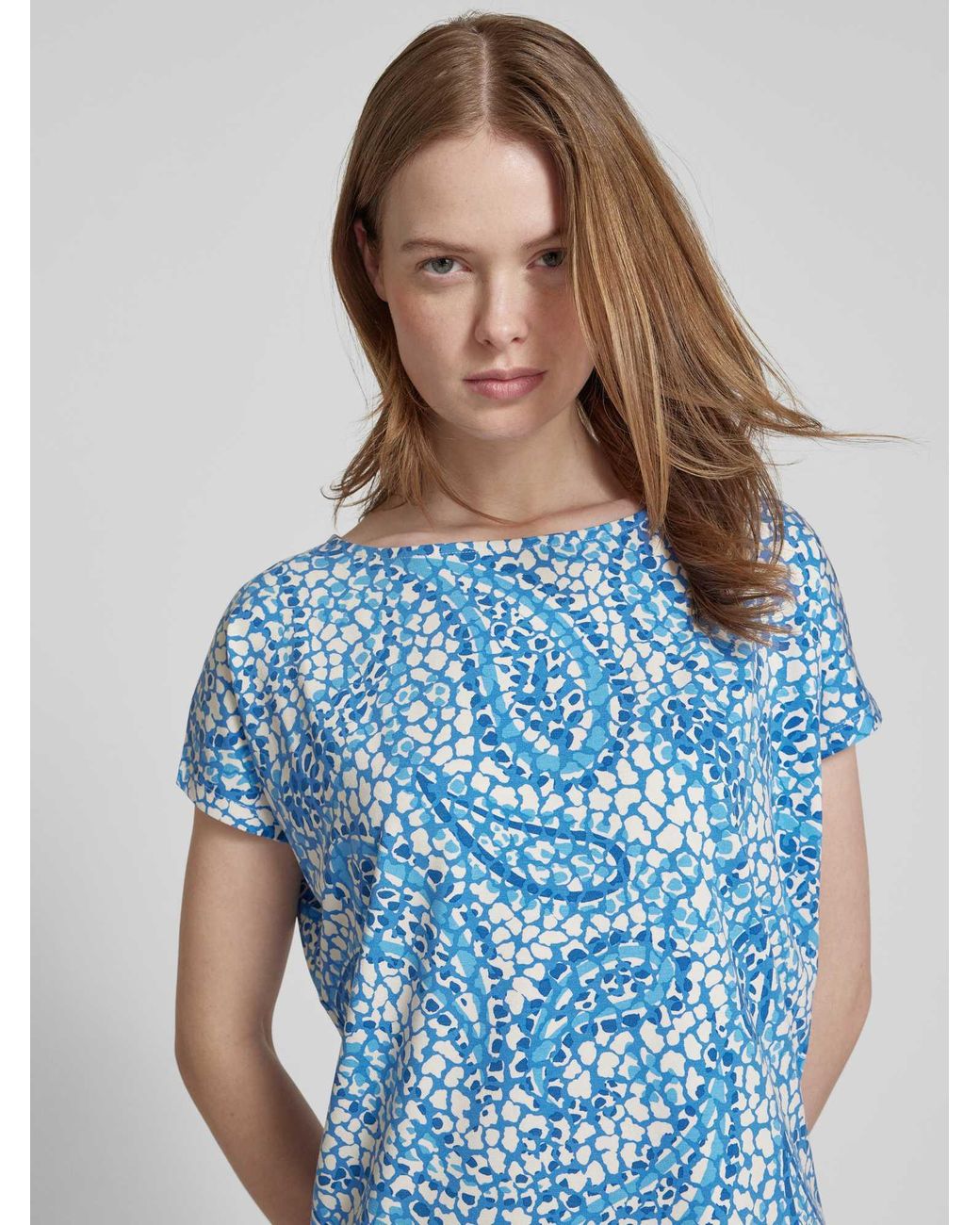 S.oliver Relaxed Fit T-shirt Van Viscosemix Met Extra Brede Schouders in het Blue