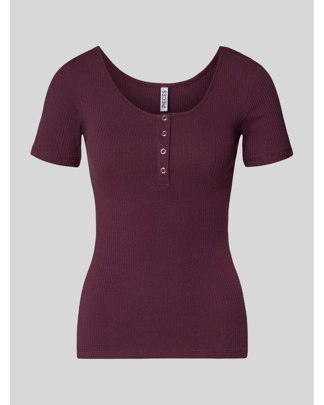 Pieces Slim Fit T-Shirt Van Katoenmix Model 'Kitte' in het Purple