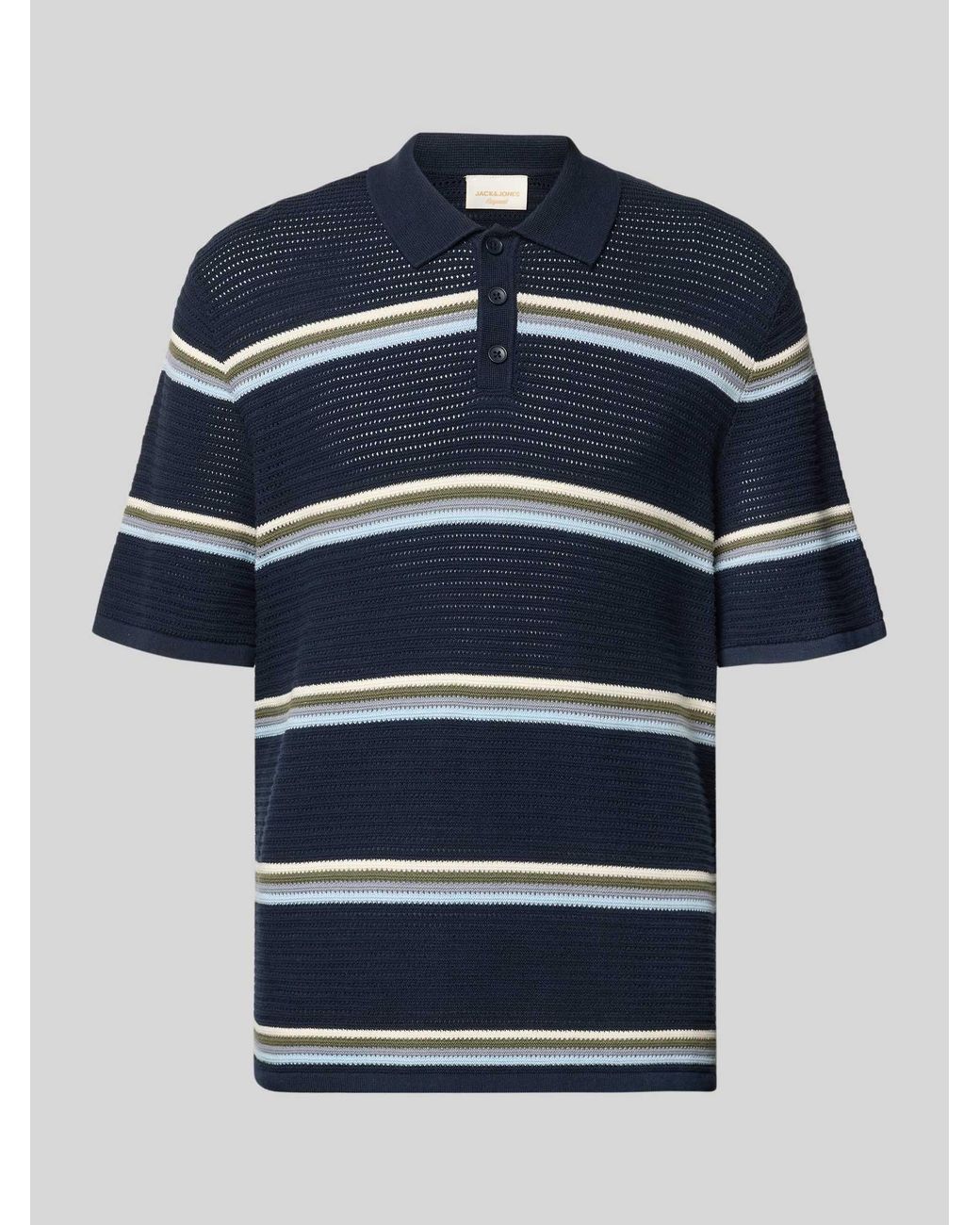 Jack & Jones Regular Fit Poloshirt Met Streepmotief Model 'Maine' in het Blue voor heren