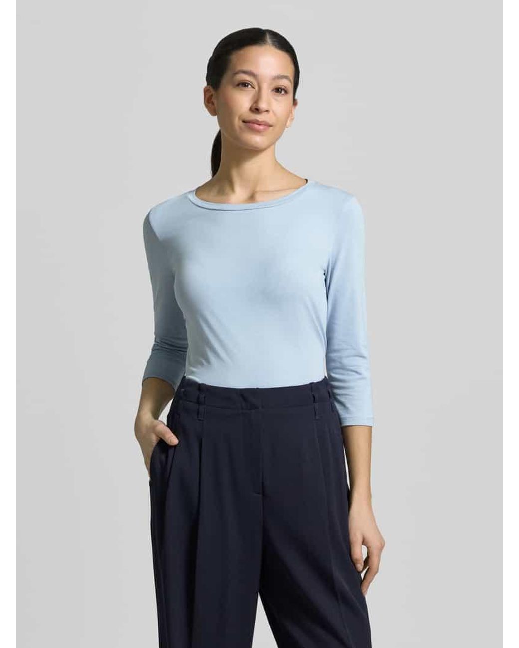 Weekend by Maxmara Blue Slim Fit 3/4-Shirt aus Baumwoll-Mix Modell 'MULTIA'