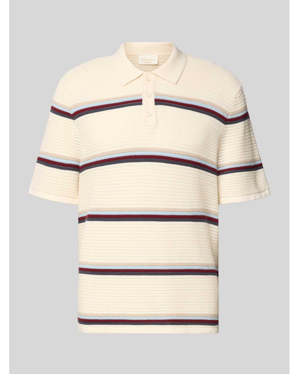 Jack & Jones Regular Fit Poloshirt Met Streepmotief Model 'Maine' in het Natural voor heren