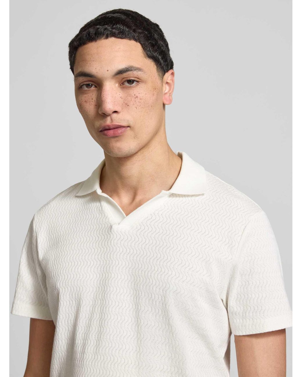 Blend Regular Fit Poloshirt Met Structuurpatroon Model 'Heskild' in het White voor heren