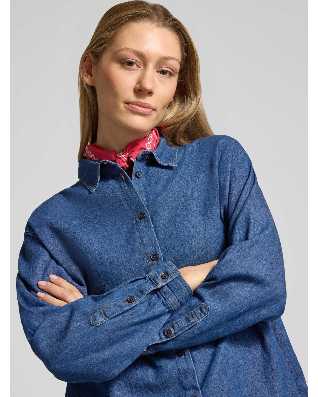 Ichi Regular Fit Jeanshemd Met Overhemdkraag Model 'Archer' in het Blue