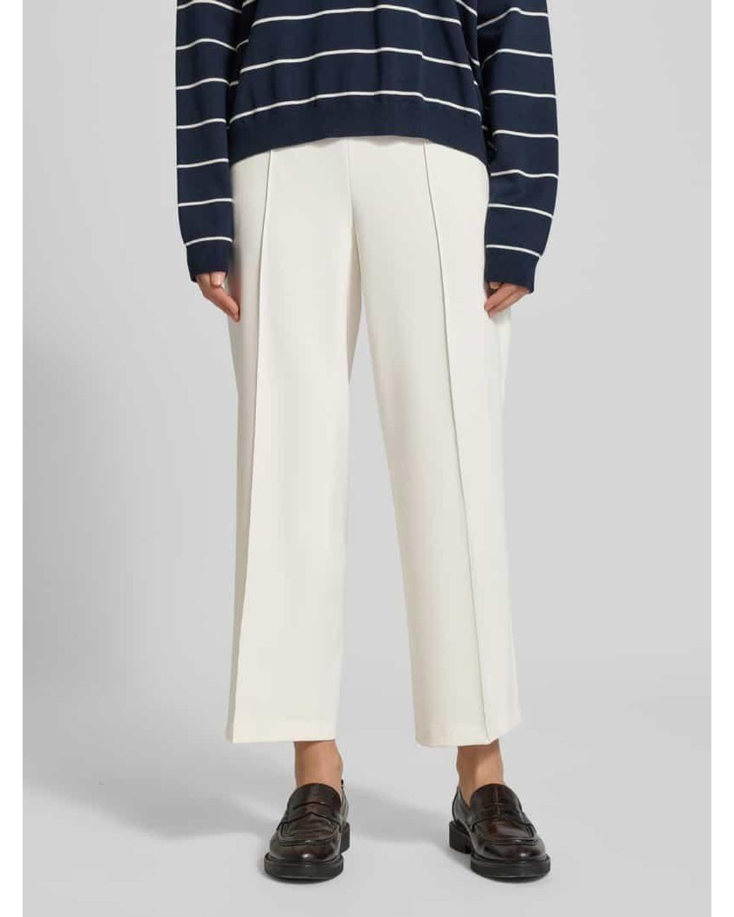 Cambio White Straight Fit Stoffhose mit Ziernaht Modell 'Cameron'