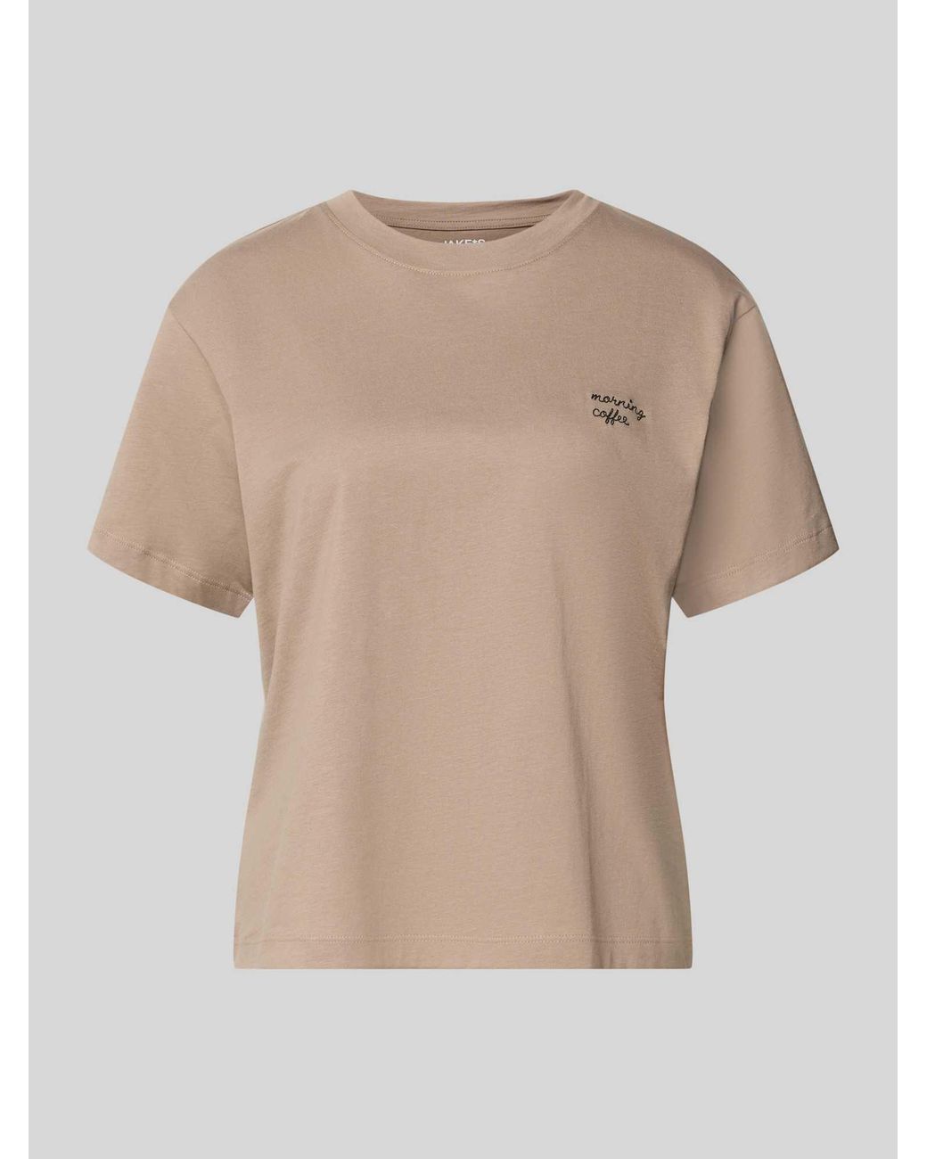 Jake*s Regular Fit T-Shirt Met Motiefstiksel in het Natural