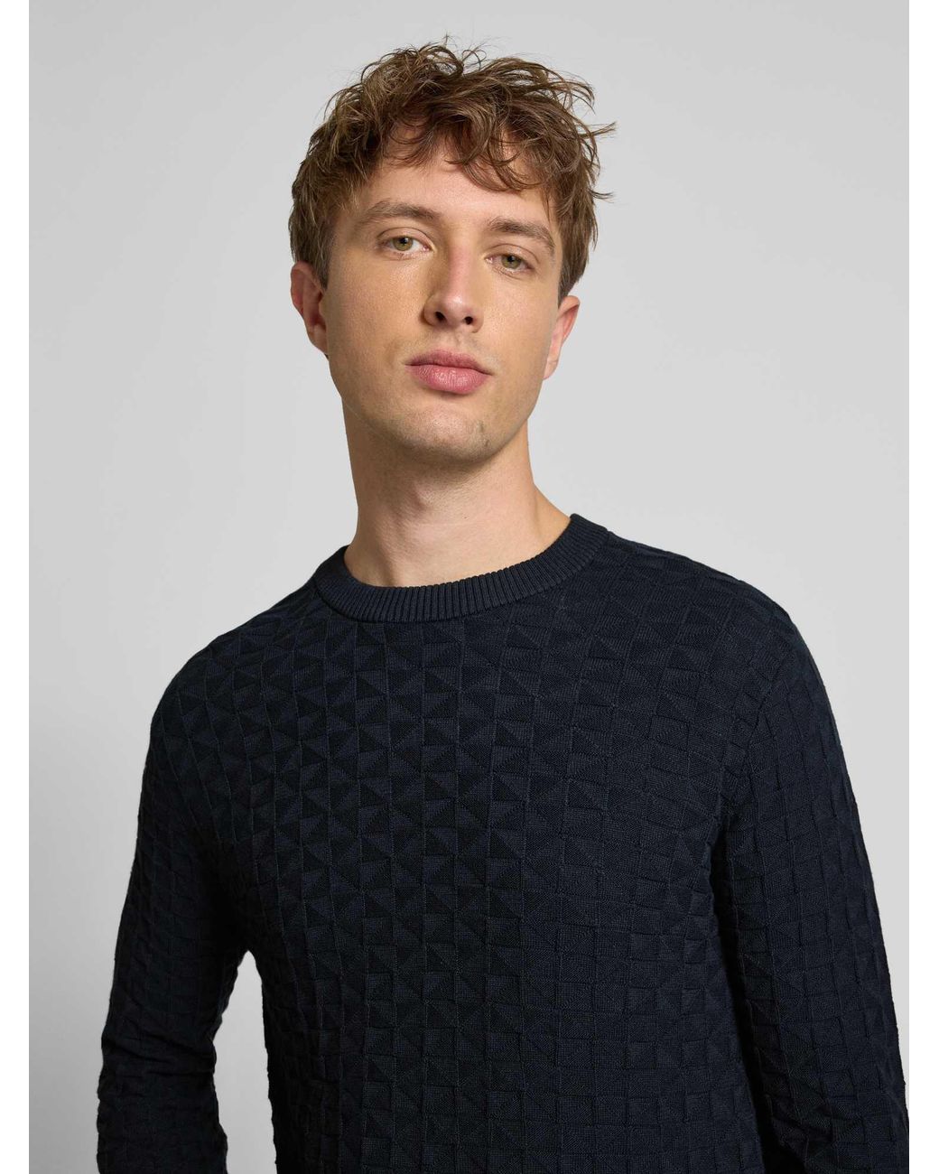 Only & Sons Gebreide Pullover Met Structuurmotief in het Blue voor heren