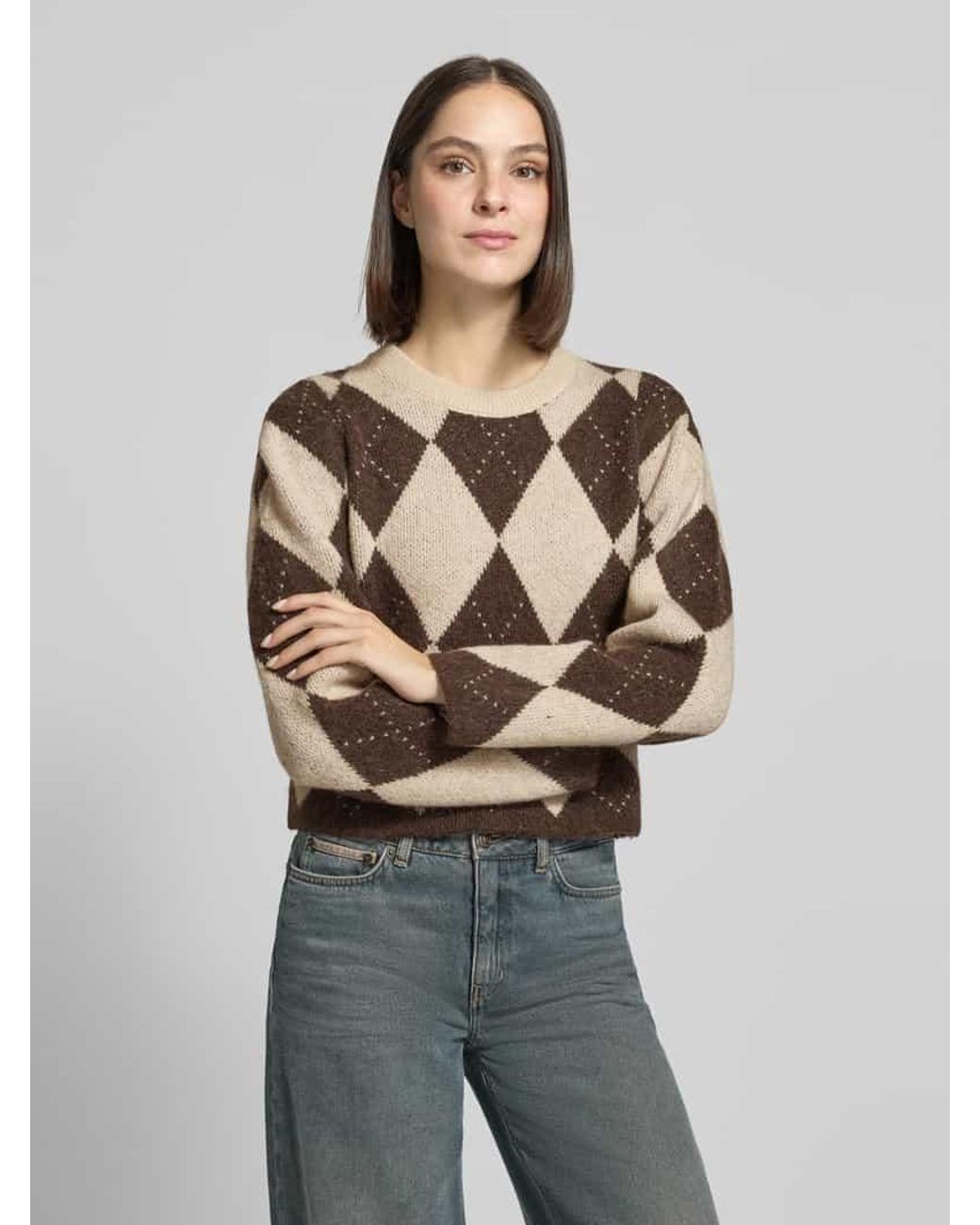 Comma, Natural Strickpullover mit Rundhalsausschnitt
