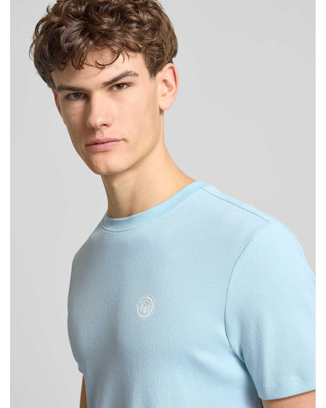 Blend Regular Fit T-Shirt Met Structuurpatroon Model 'Kaito' in het Blue voor heren