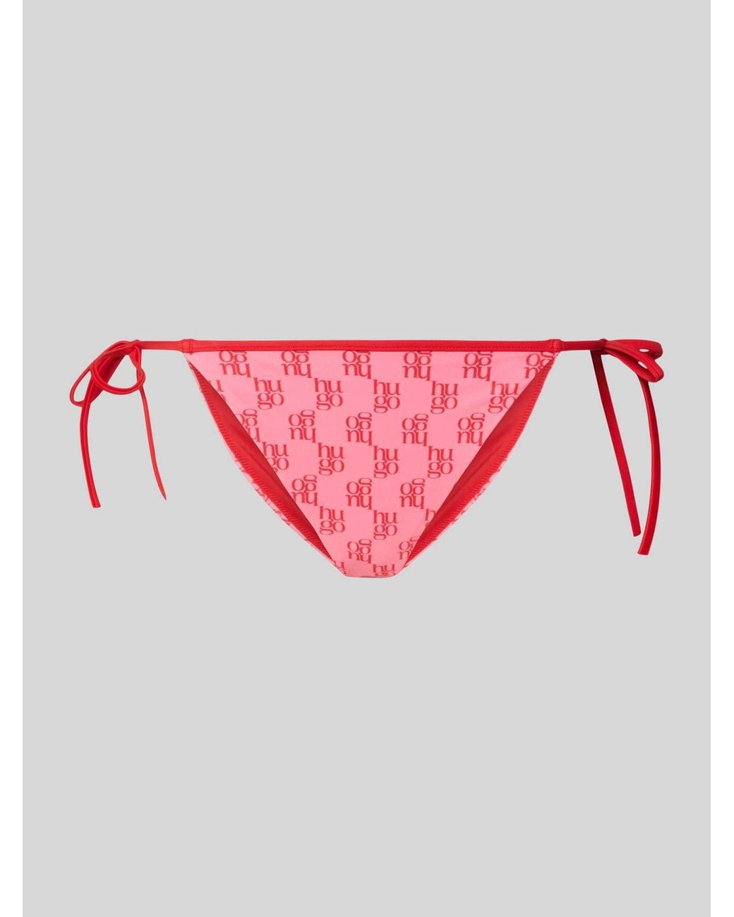 HUGO Bikinibroekje Met All-Over Logomotief Model 'Monogram Side Tie' in het Pink