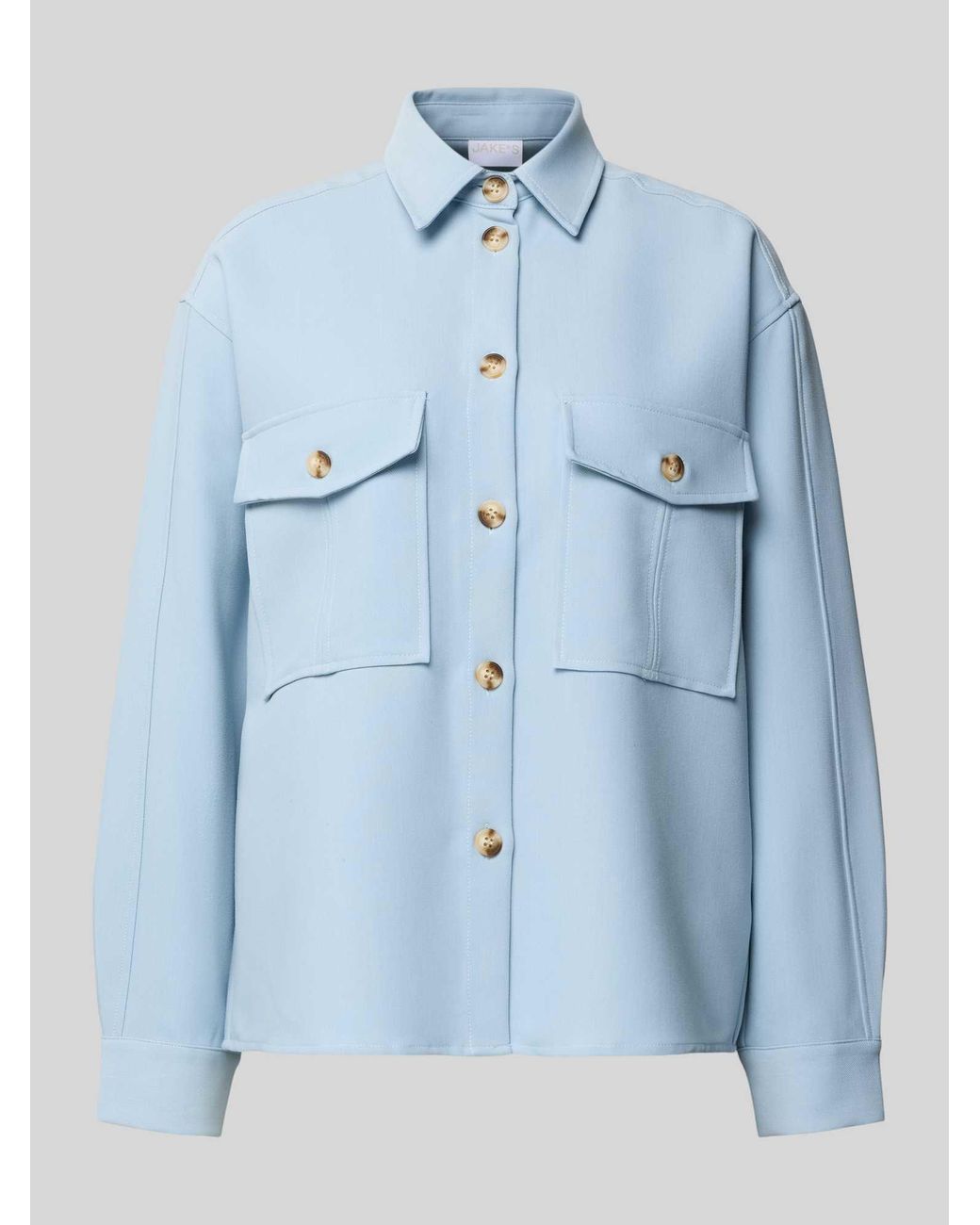 Jake*s Relaxed Fit Blouse Met Borstzakken in het Blue