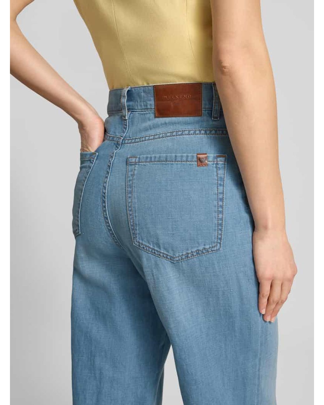 Weekend by Maxmara Blue Loose Fit Weite Hose aus Baumwoll-Leinen-Mix Modell 'LATINO'