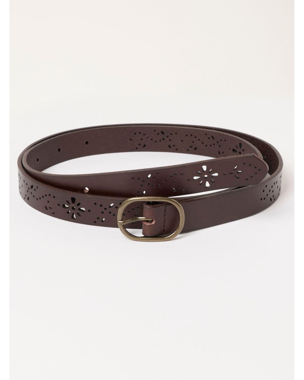 FatFace Brown Fatface Chocolate Cut Out Leather Belt