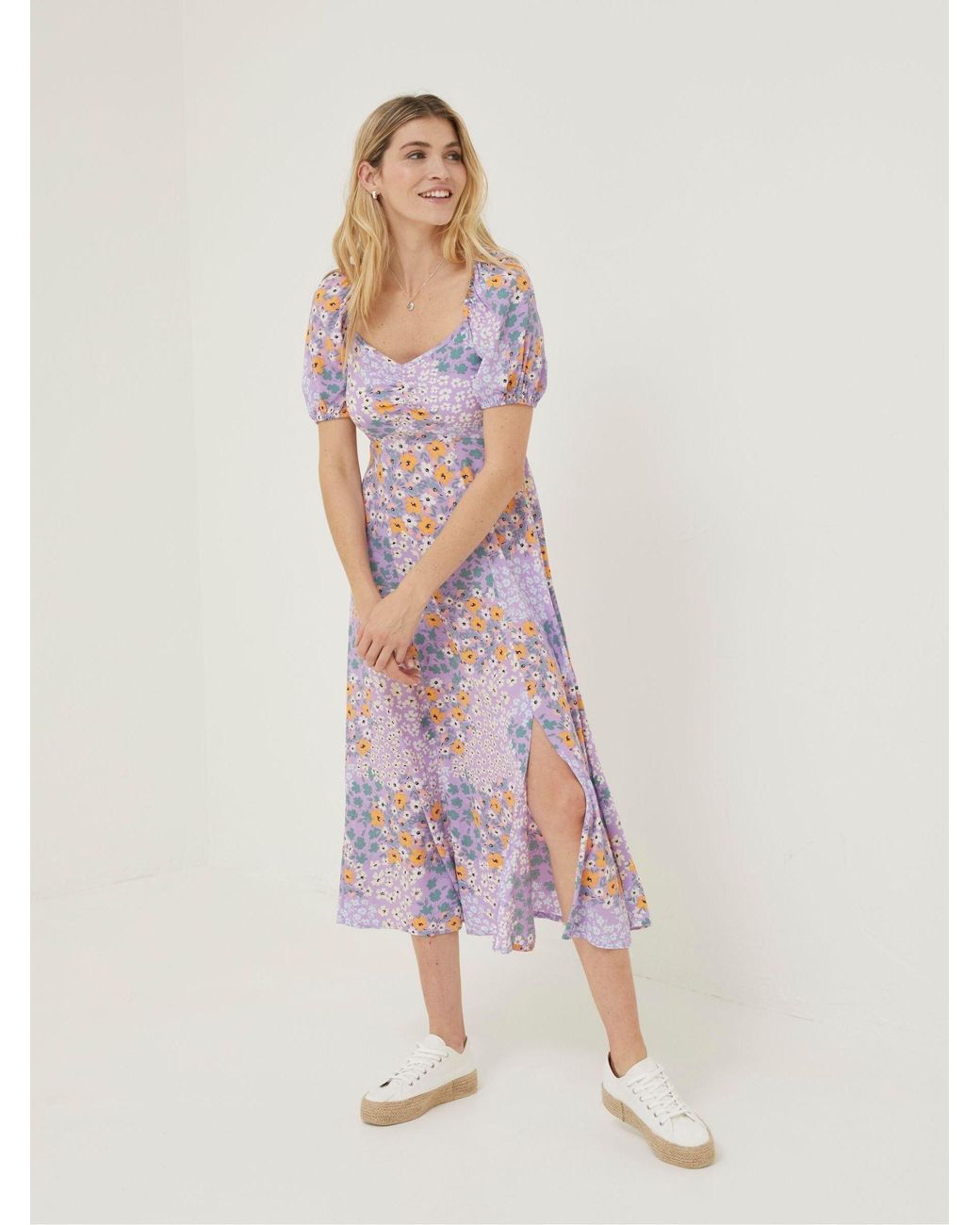 FatFace Purple Tania Meadow Midi Dress