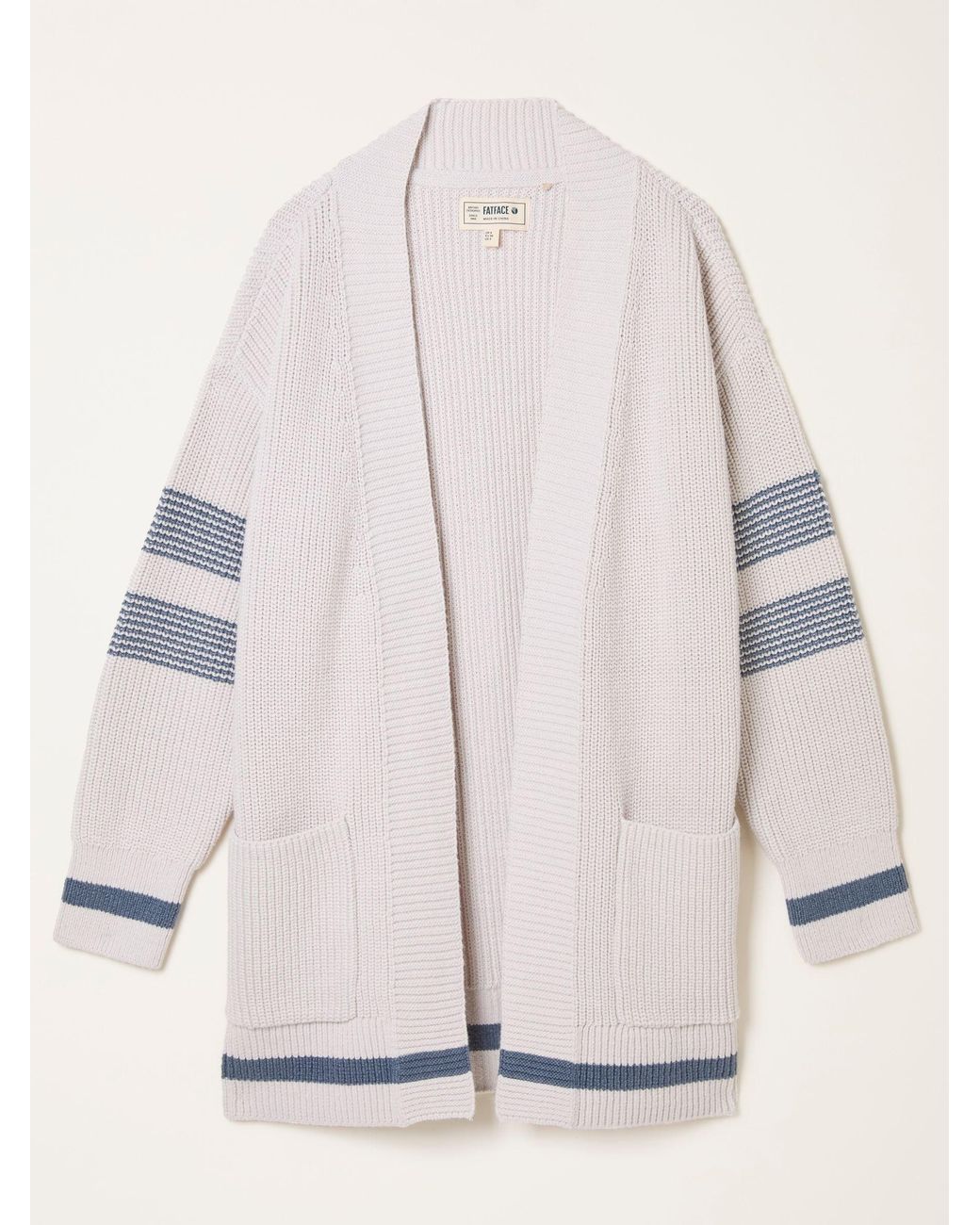 FatFace White Katie Knitted Long Line Cardigan