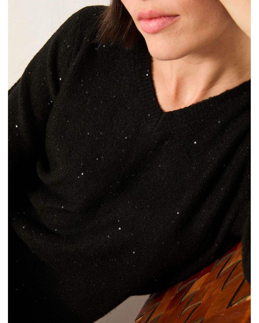 FatFace Black Fatface Regular Sparkle Knit Midi Dress